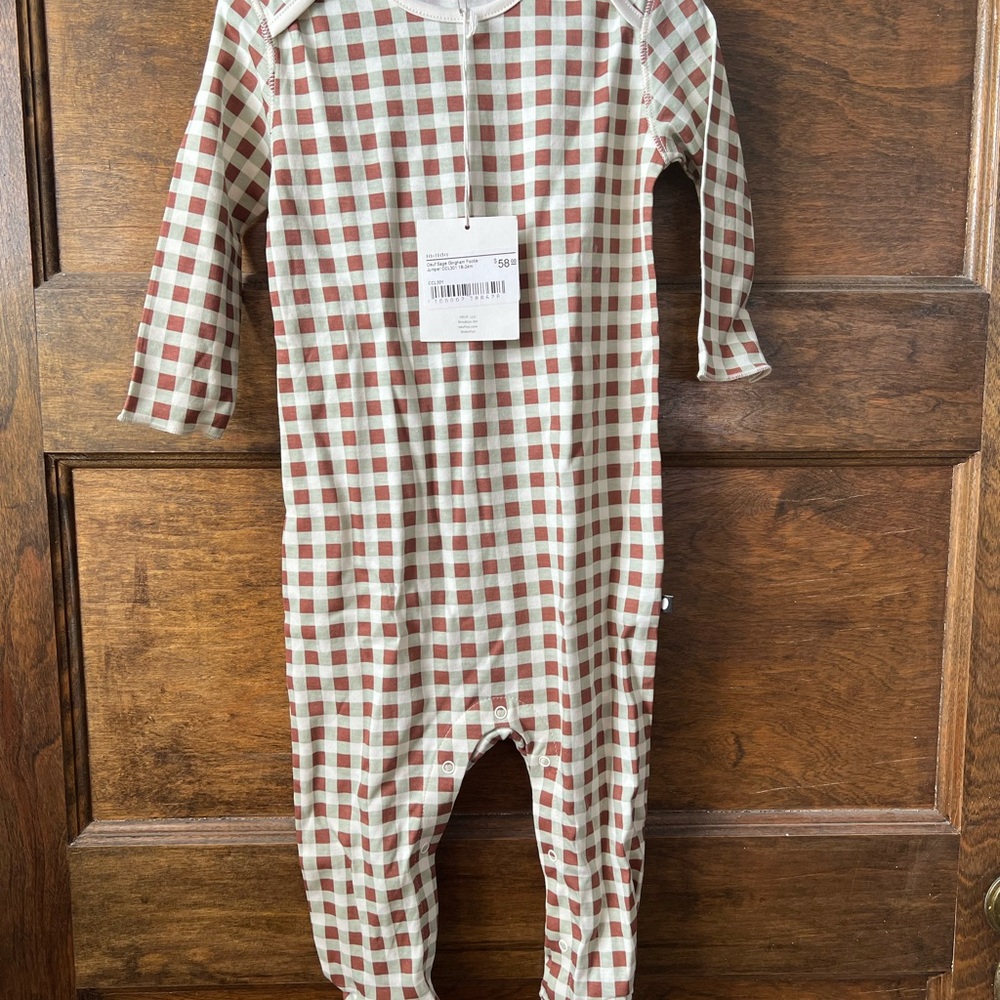 Oeuf Organic Gingham Footed Onesie